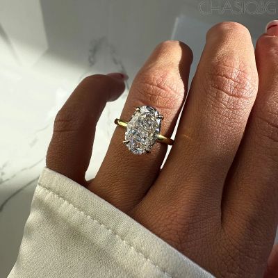 Ръчно изработен пръстен Oval Crushed Ice от 18-каратово позлатено сребро - RING-OVL-GLD