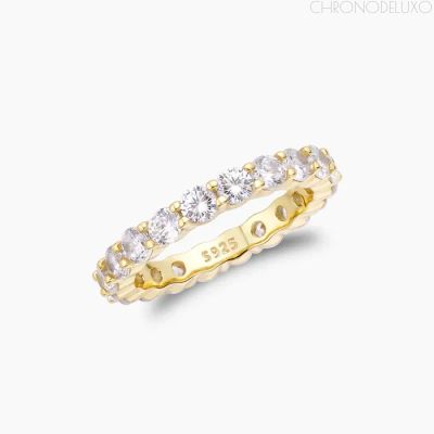 Ръчно изработен пръстен Stackable Eternity Band от 18К позлатено сребро - RNG-ETRN-GLD