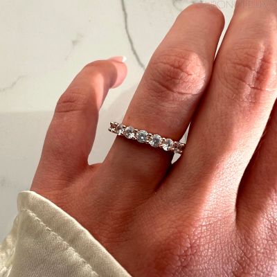 Ръчно изработен пръстен Stackable Eternity Band от 18К позлатено сребро - RNG-ETRN-GLD