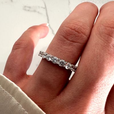 Ръчно изработен пръстен Stackable Eternity Band от 925 каратно сребро - RNG-ETRN-SLVR