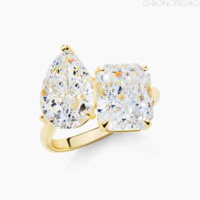 Ръчно изработен пръстен CRUSHED ICE DUO от 18 карата позлатено 925-каратово сребро - RING-CRSHD-GLD