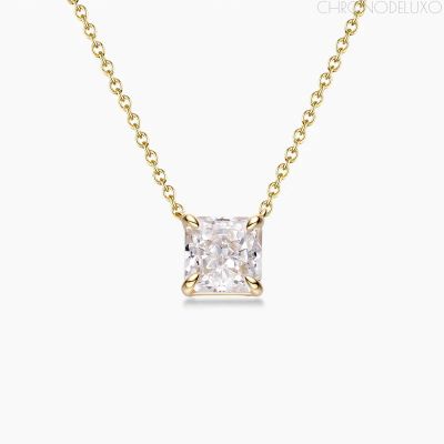 Ръчно изработено колие PRINCESS CUT от 18-каратово позлатено 925-каратово сребро - NCKL-PRNCS-GLD